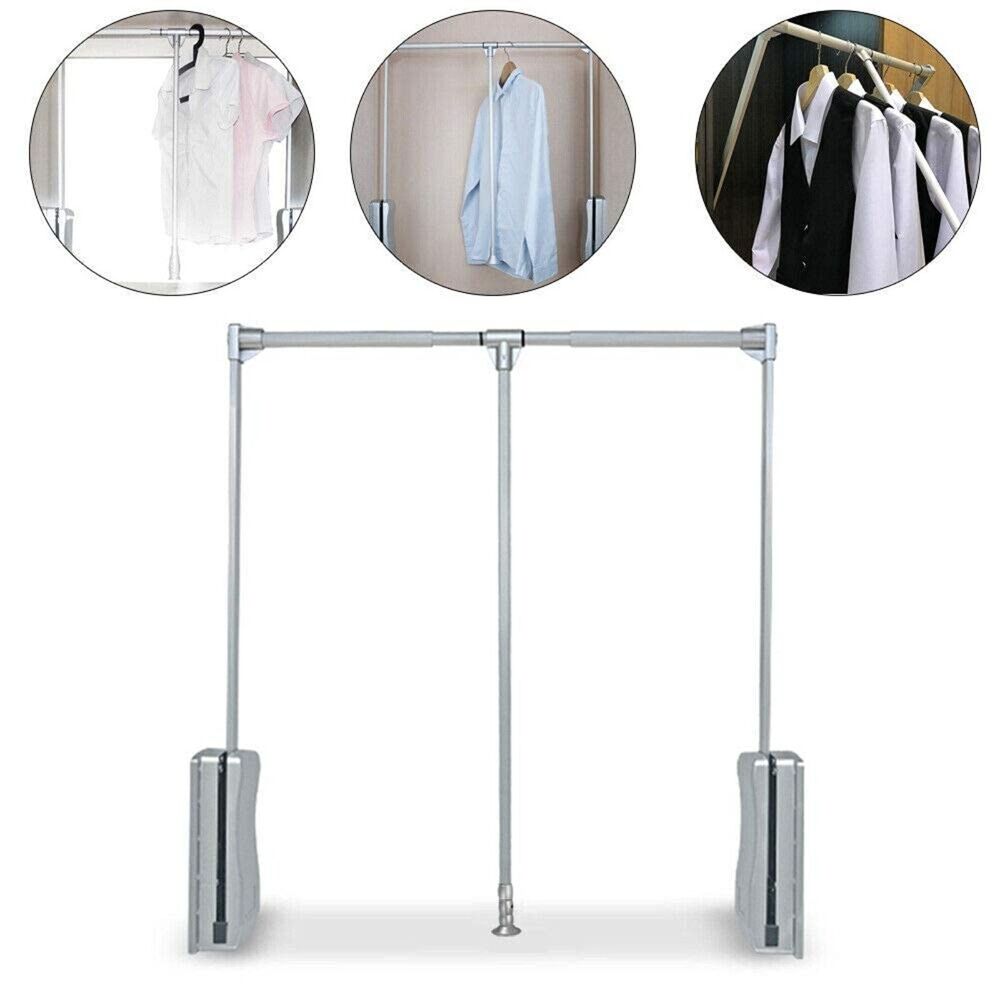 Pull Down Closet Rod, Adjustable 35-47 Inch, Silver